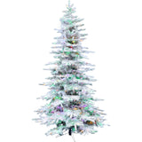 Christmas Time -  6.5-Ft. Slim White Pine Flocked Christmas Tree with Multi-Color String Lights