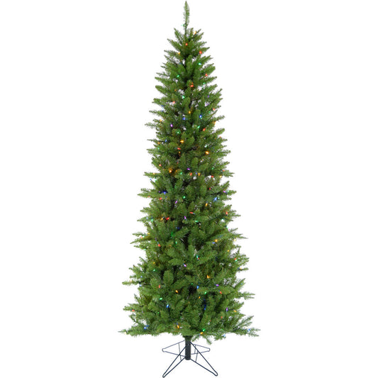 Christmas Time -  6.5-Ft Prelit Winter Wonderland Slim Green Christmas Tree with EZ Connect Multi Color LED Lights