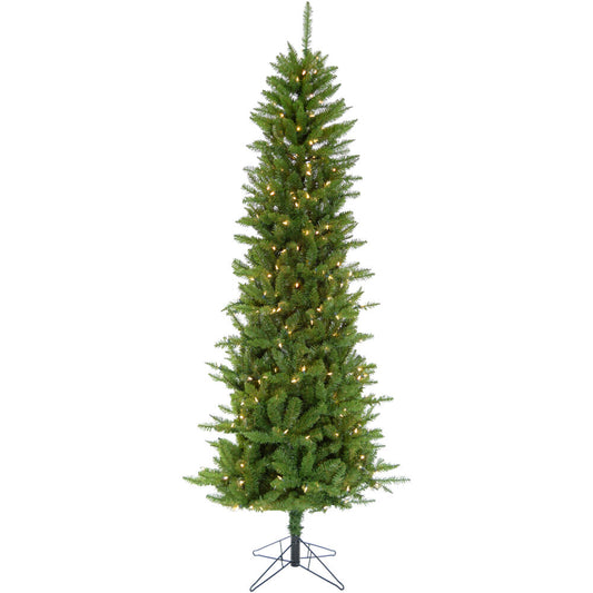 Christmas Time -  7.5-Ft Prelit Winter Wonderland Slim Green Christmas Tree with EZ Connect Clear Smart Lights and Metal Stand