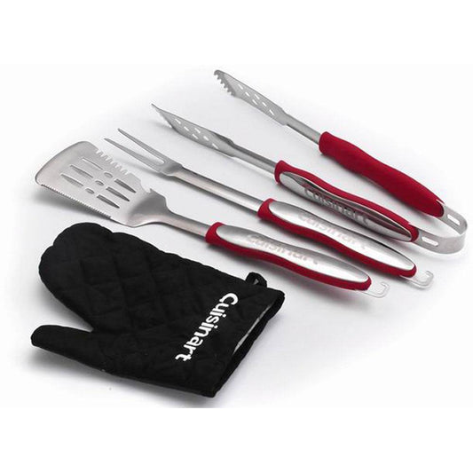 Cuisinart Cuisinart 3-Piece Grilling Tool Set with Grill Glove in Red/Black