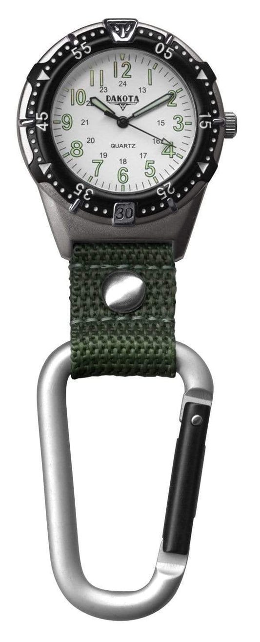 Dakota Apparel : Watches Dakota Aluminum Backpacker Clip Watch-White/Moss
