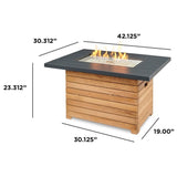 Outdoor Greatroom - Darien Rectangular Gas Fire Pit Table with Aluminum Top - DAR-1224-K