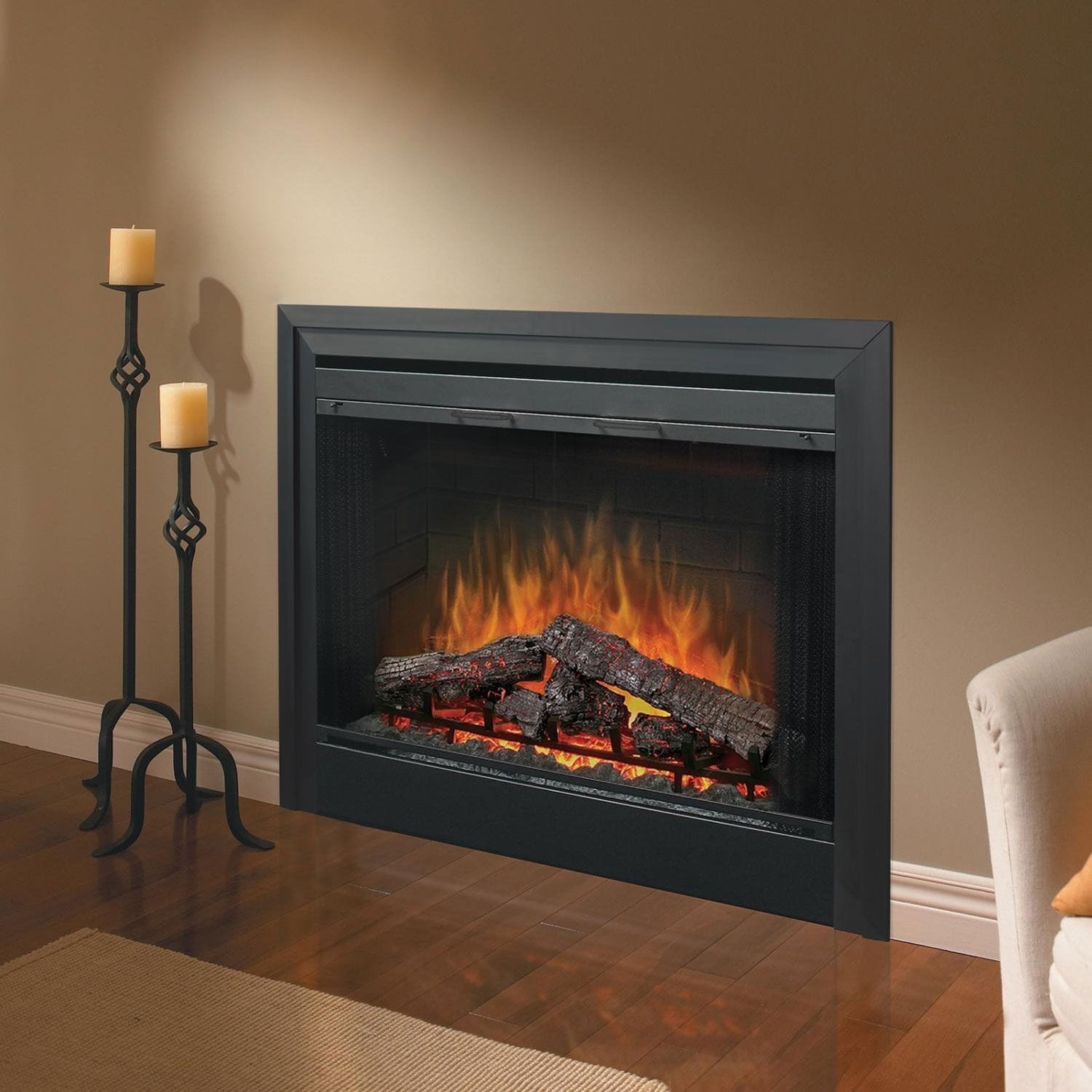 Dimplex Revillusion Electric Fireplace with Weathered Concrete Backer,  Front Glass Pane and Plug Kit, 30-Inches