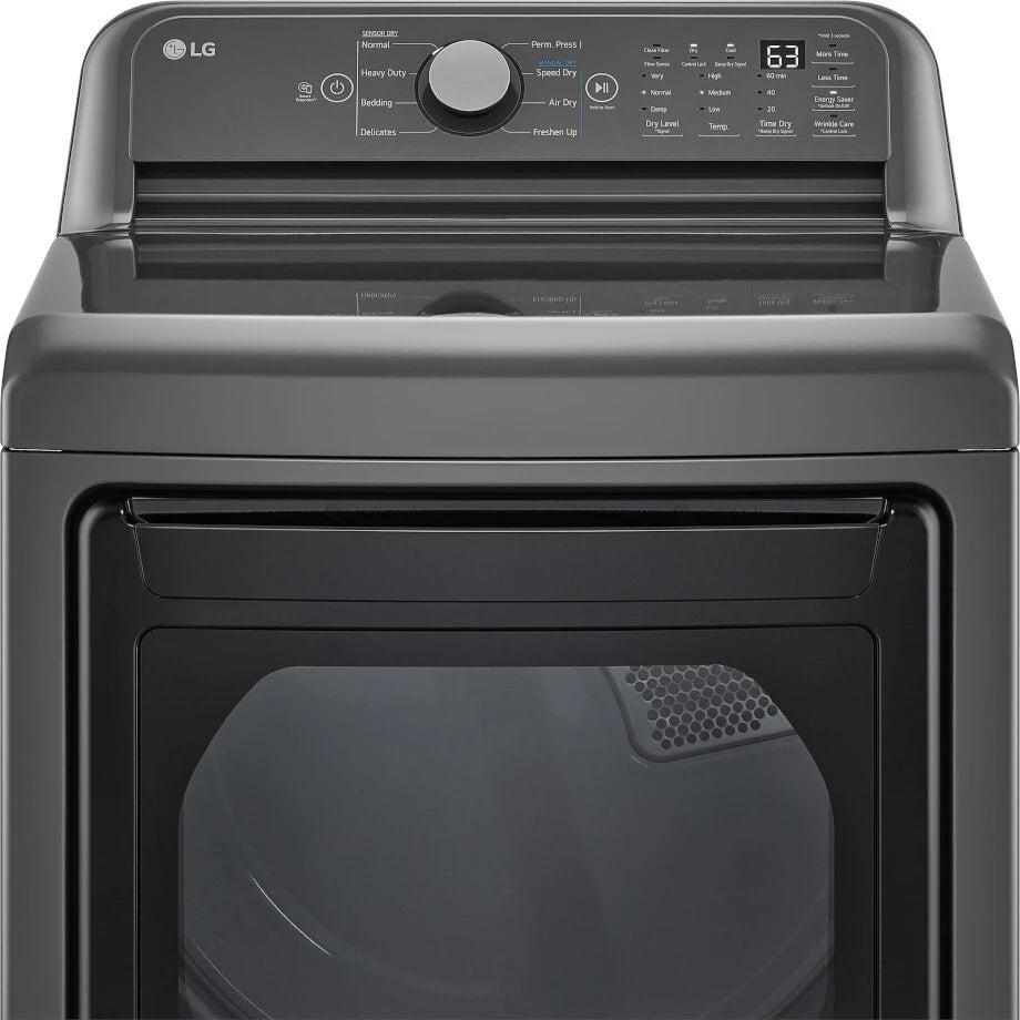 LG - 7.3 cu. ft. Ultra Large High Efficiency Vented Electric Dryer in Middle Black - DLE7150M