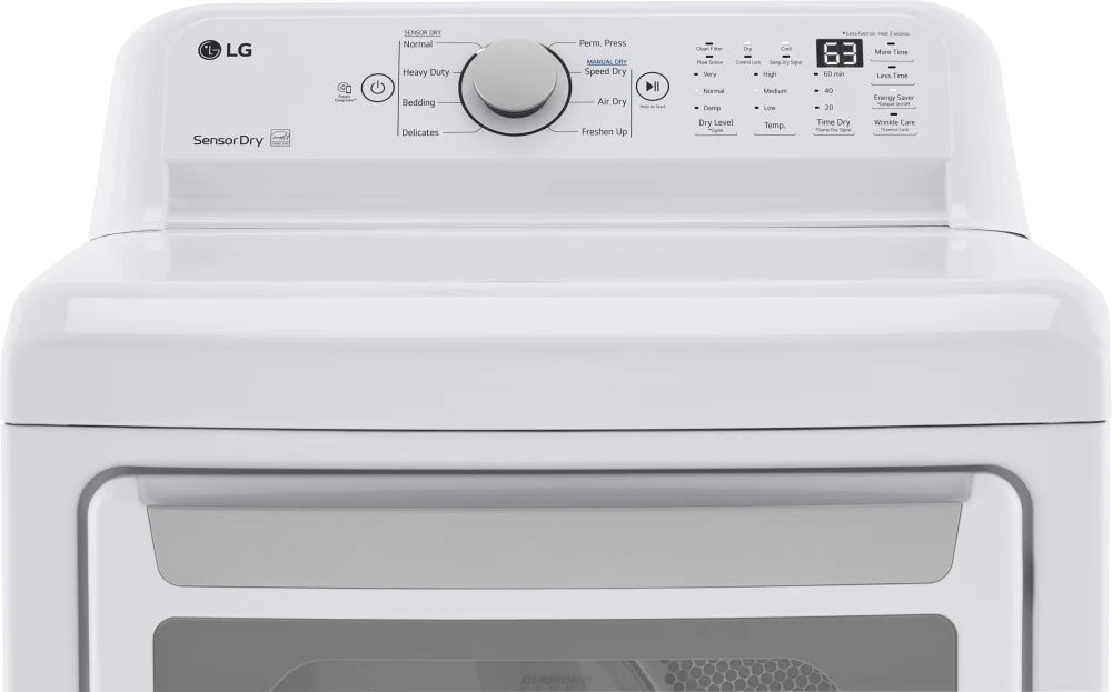 LG - 7.3 cu. ft. Large Capacity Vented Gas Dryer with Sensor Dry and Transparent Glass Door in White - DLG7151W