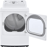 LG - 7.3 cu. ft. Large Capacity Vented Electric Dryer with Sensor Dry and Transparent Glass Door in White - DLE7150W