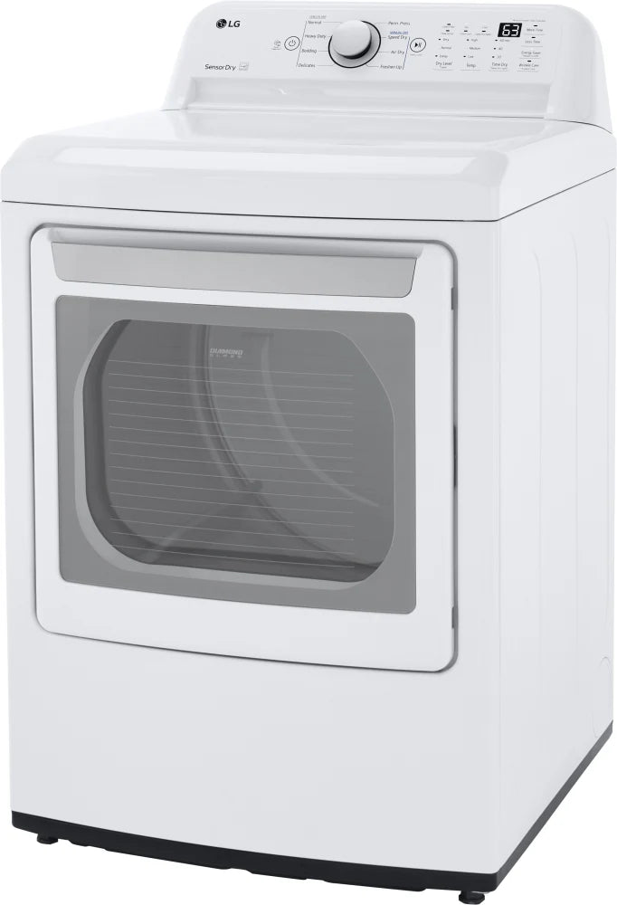 LG - 7.3 cu. ft. Large Capacity Vented Gas Dryer with Sensor Dry and Transparent Glass Door in White - DLG7151W