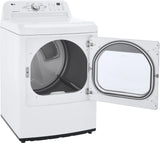 LG - 7.3 cu. ft. Large Capacity Vented Electric Dryer with Sensor Dry and Transparent Glass Door in White - DLE7150W