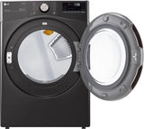 LG - 7.4 cu. ft. Large Capacity Vented Smart Stackable Electric Dryer with Sensor Dry and TurboSteam in Black Steel - DLEX4000B