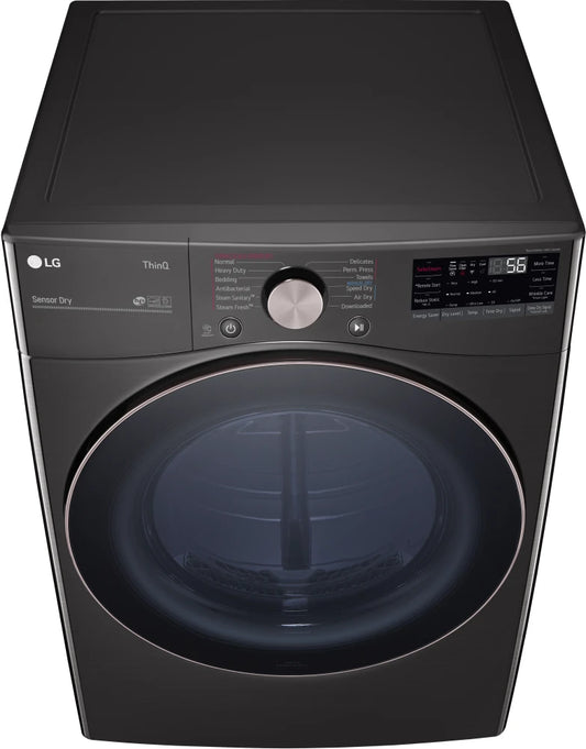 LG - 7.4 cu. ft. Large Capacity Vented Smart Stackable Gas Dryer with Sensor Dry and TurboSteam in Black Steel - DLGX4001B