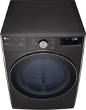 LG - 7.4 cu. ft. Large Capacity Vented Smart Stackable Electric Dryer w/ Sensor Dry, TurboSteam, Extra Cycles in Black Steel - DLEX4200B