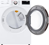 LG - 7.4 cu. ft. Large Capacity Vented Smart Stackable Electric Dryer with Sensor Dry and TurboSteam in White - DLEX4000W
