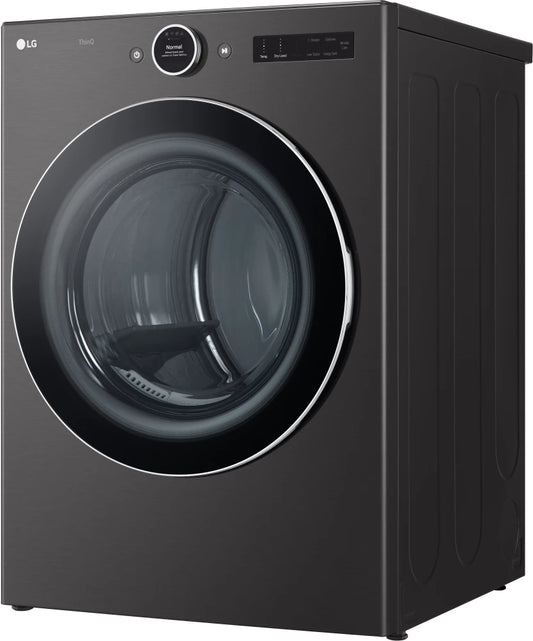 LG - 7.4 cu. ft. Smart Ultra Large Capacity Gas Dryer with Sensor Dry, Turbo Steam Technology in Black Steel - DLGX6701B