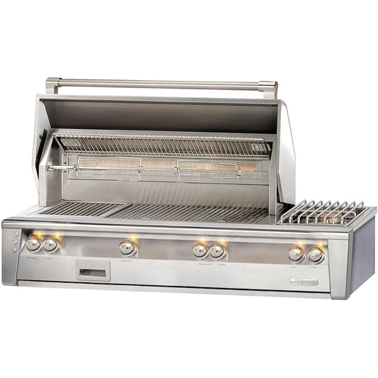 Alfresco ALXE 56-Inch Built-In Natural Gas /Propane Gas Deluxe Grill With Sear Zone, Rotisserie, And Side Burner - ALXE-56SZ
