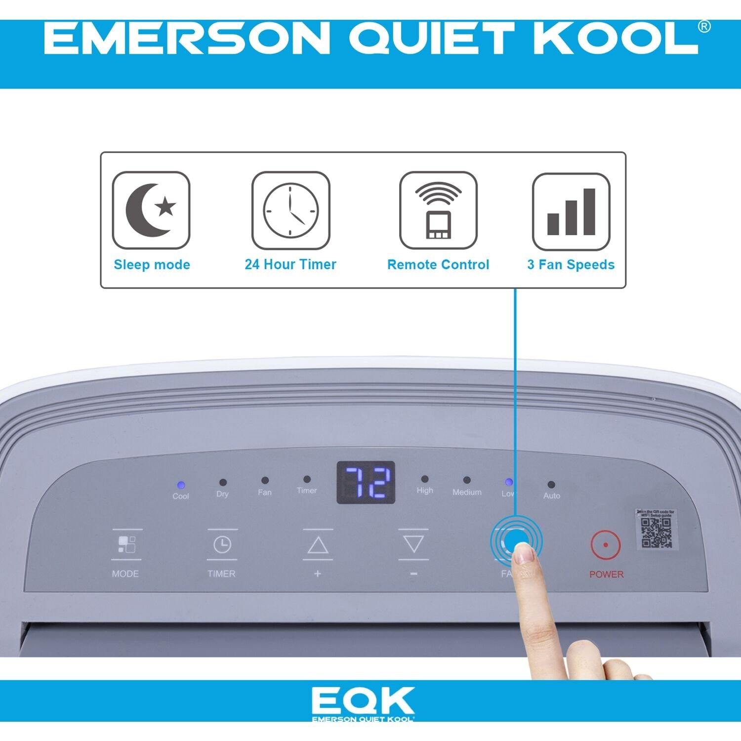 Emerson Quiet Portable A/C Emerson Quiet - 10,000 BTU 115-Volt Portable Air Conditioner with Dehumidifier Function and Remote in White