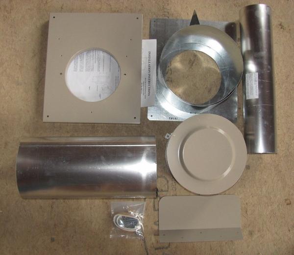 Empire Hearth Empire Hearth Accessories Empire Hearth - DV Vinyl Siding Vent Kit, Hoz, inc Slimline Rect Wall Plate and Shield, Beige Cap, Thimble, Collar, Adaptor Plate, Spacer, Clamps, and 14-in. vent pipe (4 x 6 5/8)