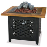 Endless Summer Fire Pit LP Gas Outdoor Fire Pit with 32-in. Slate and Faux Wood Mantel