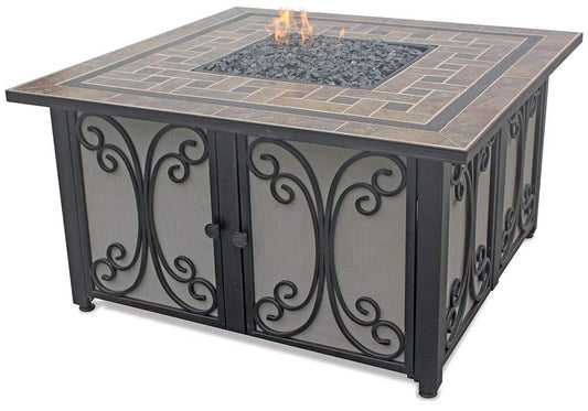 Endless Summer Fire Pit LP Gas Outdoor Fire Pit with 42-in. Slate Tile Mantel