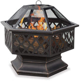 Endless Summer Fire Pit OIL RUBBED BRONZE WOOD BURNING OUTDOOR FIREBOWL WITH LATTICE DESIGN