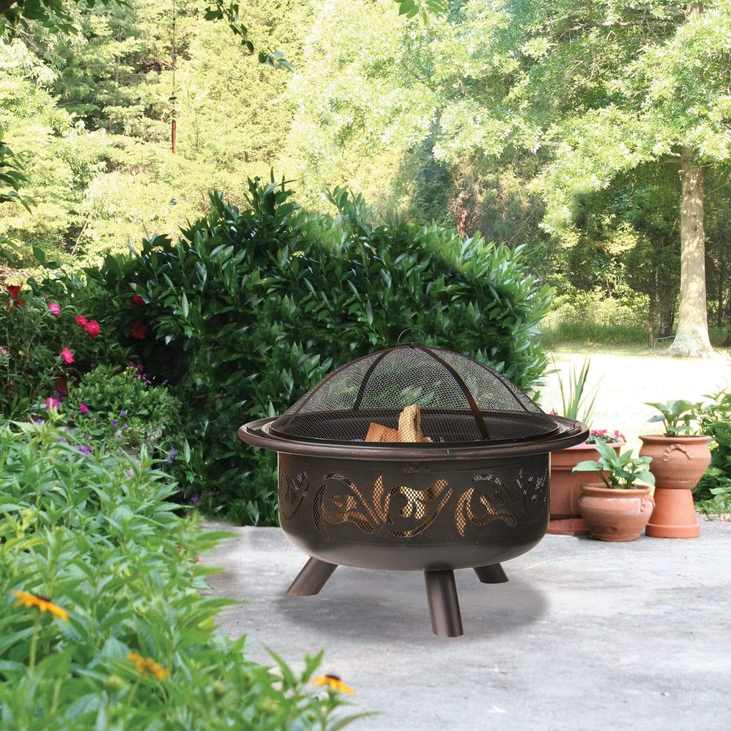 Endless Summer Fire Pit OIL RUBBED BRONZE WOOD FIREBOWL WITH SWIRL DESIGN
