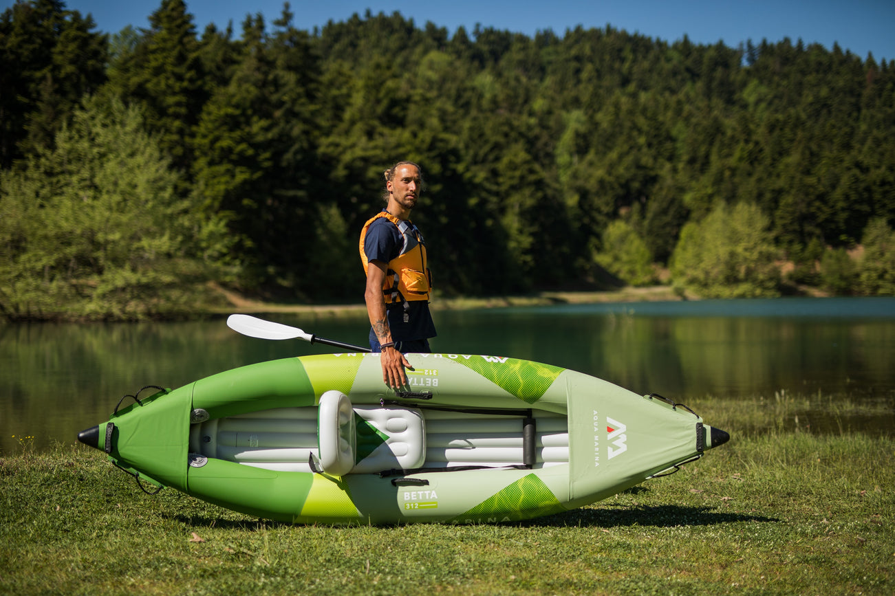 Aqua Marina - Betta-312 Recreational Kayak - 1 person. Inflatable deck. Kayak paddle included. | BE-312-22