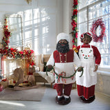 Fraser Hill Farm -  58-In. African American Dancing Mrs. Claus with Apron and Gift Sack, Life-Size Motion-Activated Christmas Animatronic
