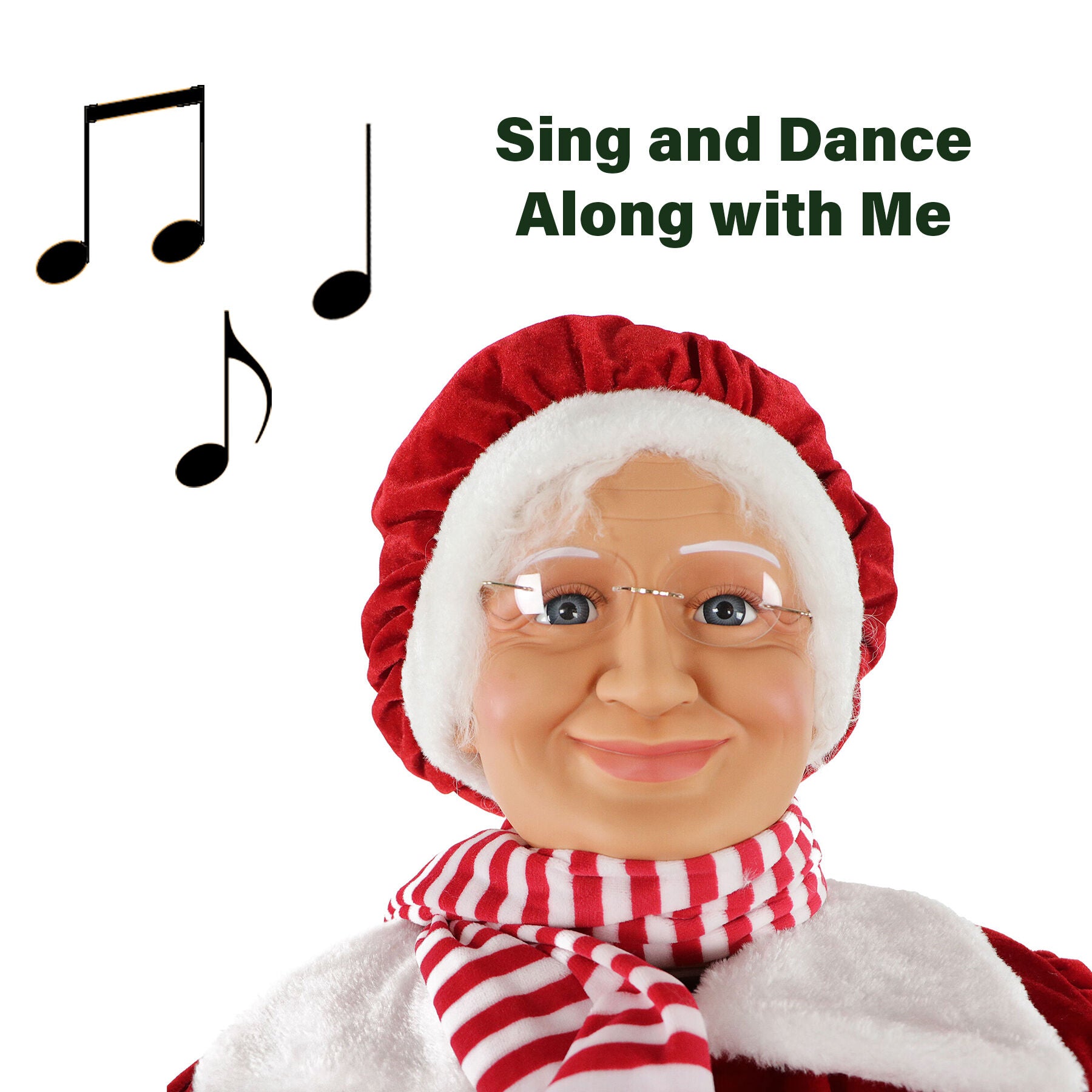 Fraser Hill Farm -  58-In. Dancing Mrs. Claus with Teddy Bear, Life-Size Motion-Activated Christmas Animatronic