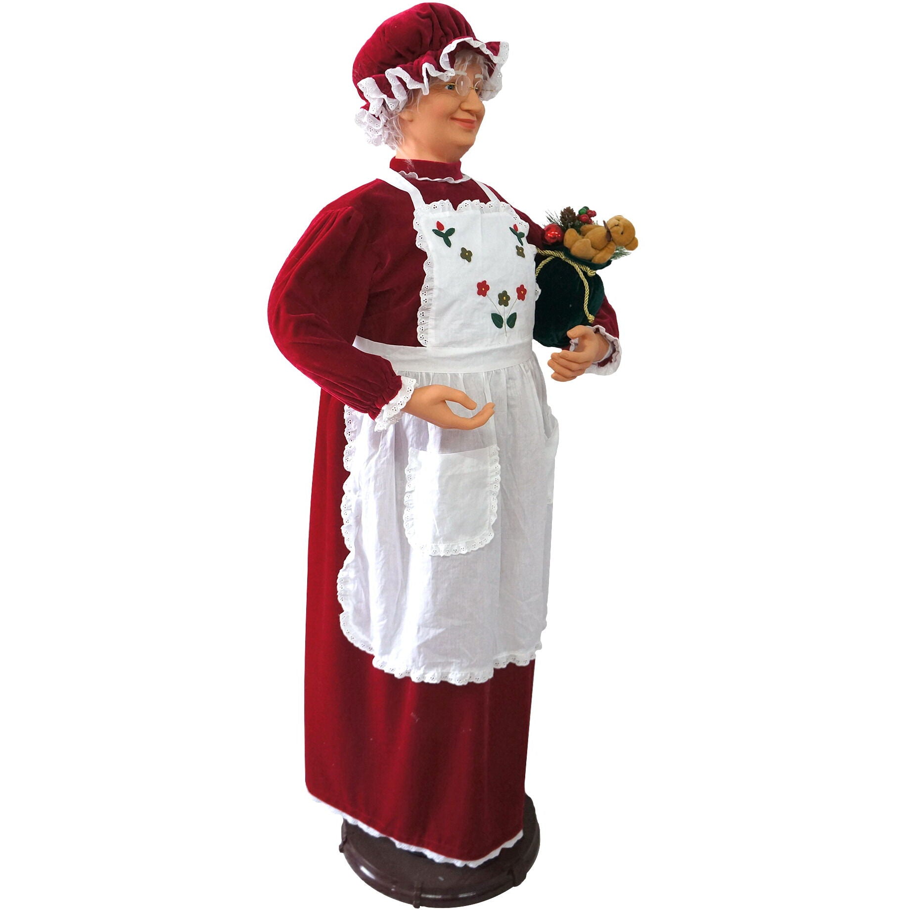 Fraser Hill Farm -  58-In. Dancing Mrs. Claus with Apron, Life-Size Motion-Activated Christmas Animatronic