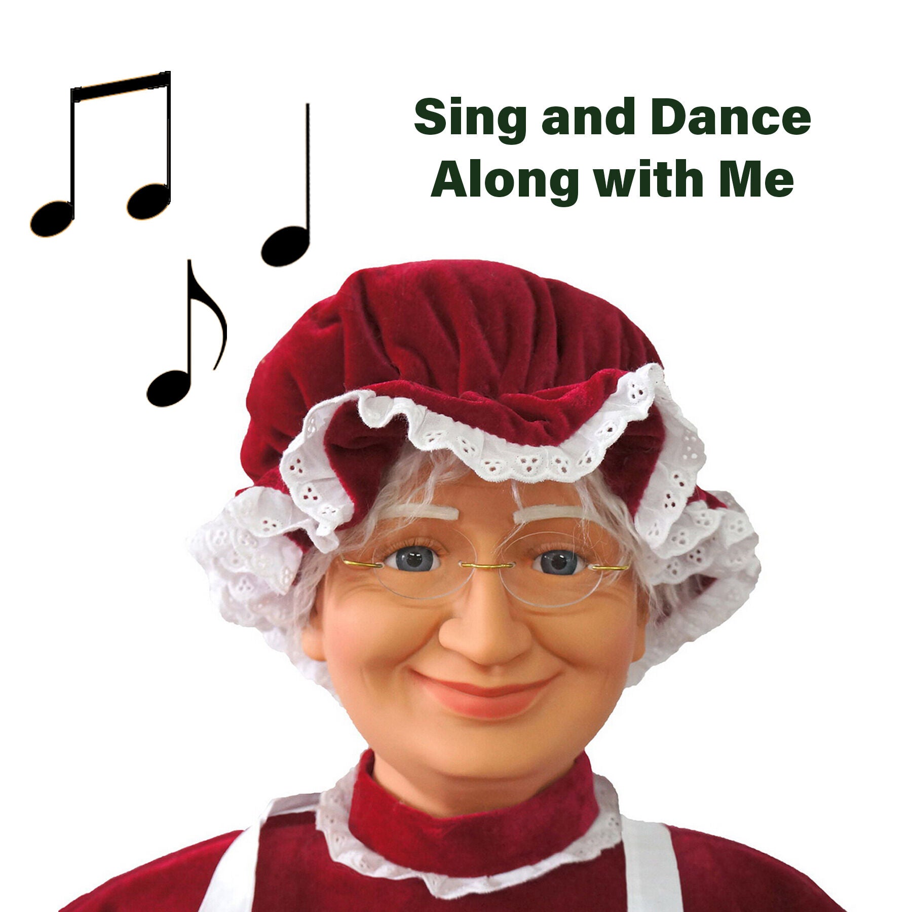 Fraser Hill Farm -  58-In. Dancing Mrs. Claus with Apron, Life-Size Motion-Activated Christmas Animatronic