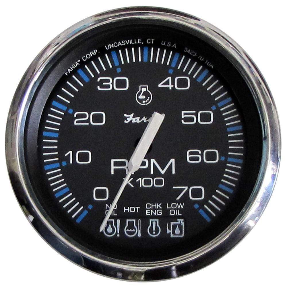 Faria Beede Instruments Gauges Faria Chesapeake Black SS 4" Tachometer w/Systemcheck Indicator - 7000 RPM (Gas) f/ Johnson / Evinrude Outboard) [33750]