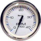 Faria Beede Instruments Gauges Faria Chesapeake White SS 4" Tachometer - 4000 RPM (Diesel) (Magnetic Pick-Up) [33818]