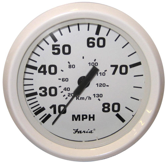 Faria Beede Instruments Gauges Faria Dress White 4" Speedometer - 80MPH (Pitot) [33113]