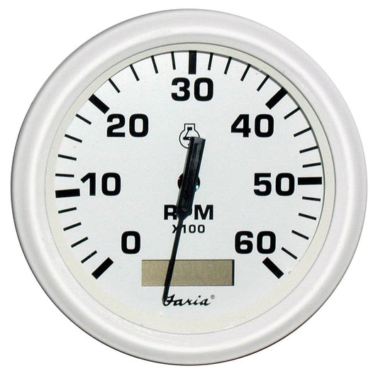 Faria Beede Instruments Gauges Faria Dress White 4" Tachometer w/Hourmeter - 6000 RPM (Gas) (Inboard) [33132]