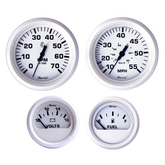 Faria Beede Instruments Gauges Faria Dress White Boxed Set - Outboard Motors [KT9794]