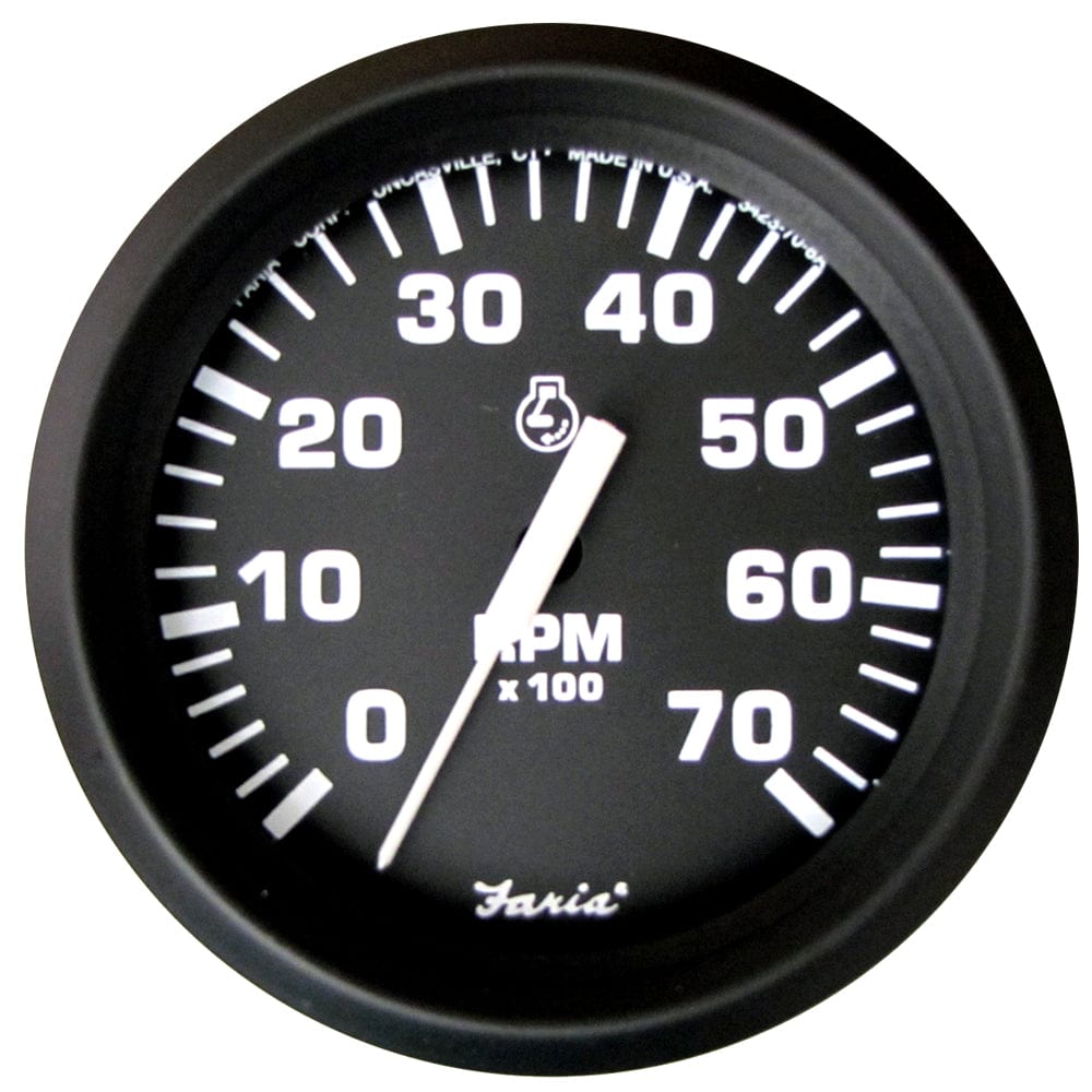 Faria Beede Instruments Gauges Faria Euro Black 4" Tachometer - 7,000 RPM (Gas - All Outboard) [32805]