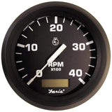 Faria Beede Instruments Gauges Faria Euro Black 4" Tachometer w/Hourmeter (4000 RPM) (Diesel)(Mech. Takeoff  Var. Ratio Alt.) [32834]