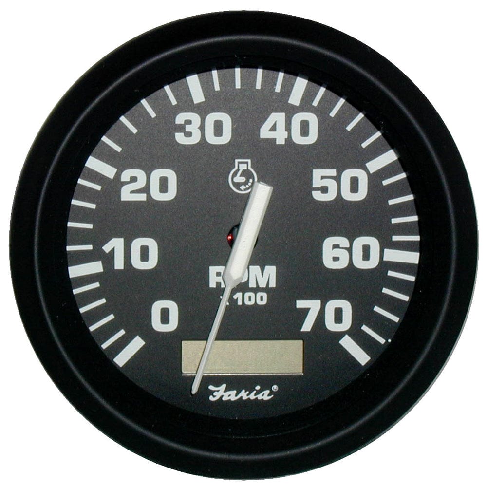 Faria Beede Instruments Gauges Faria Euro Black 4" Tachometer w/Hourmeter - 7,000 RPM (Gas - Outboard) [32840]