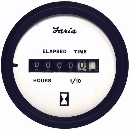 Faria Beede Instruments Gauges Faria Euro White 2" Hourmeter (Digital) [12913]