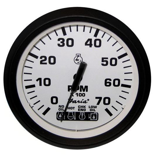 Faria Beede Instruments Gauges Faria Euro White 4" Tachometer w/ SystemCheck Indicator 7000 RPM (Gas) (Johnson / Evinrude Outboard) [32950]