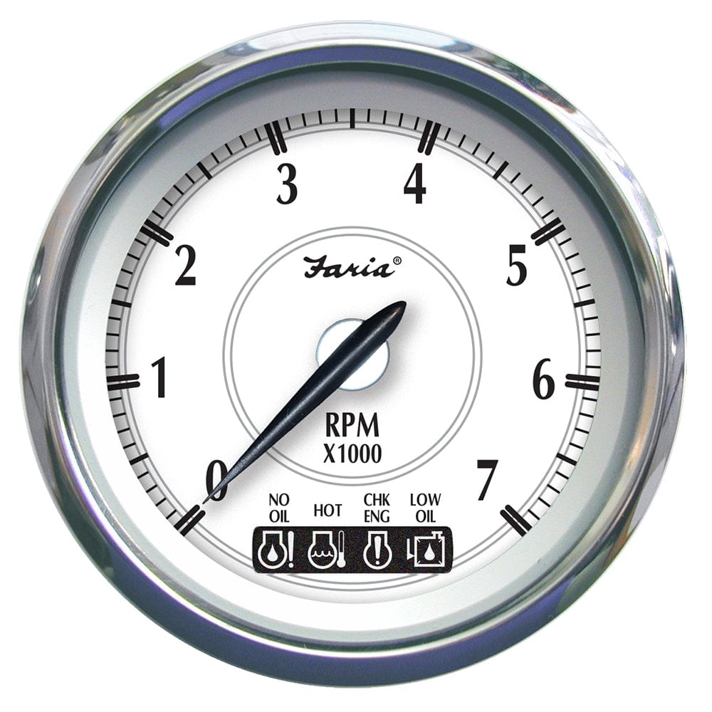 Faria Beede Instruments Gauges Faria Newport SS 4" Tachometer w/System Check Indicator f/Johnson/Evinrude Gas Outboard - 7000 RPM [45000]