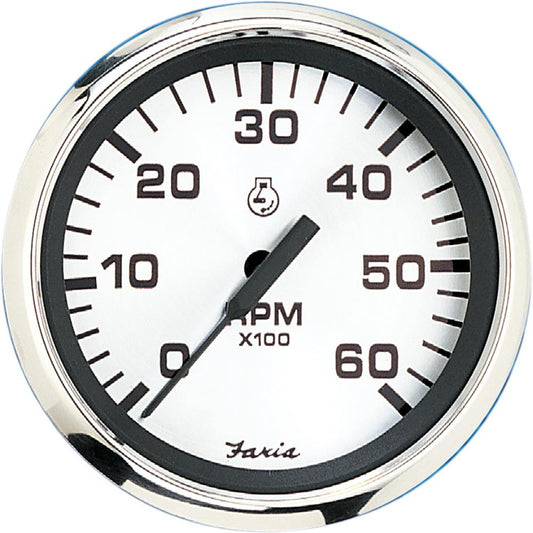 Faria Beede Instruments Gauges Faria Spun Silver 4" Tachometer (6000 RPM) (Gas Inboard  I/O) [36004]
