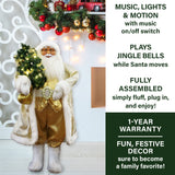 Fraser Hill Farm -  3-Ft. Music and Motion Santa with Prelit Christmas Tree, Christmas Animatronic