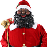 Fraser Hill Farm -  58-In. African American Dancing Santa with Naughty & Nice List, Life-Size Motion-Activated Christmas Animatronic