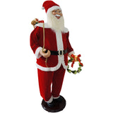 Fraser Hill Farm -  58-In. Traditional Dancing Santa with Wreath and Gift Sack, Life-Size Motion-Activated Christmas Animatronic