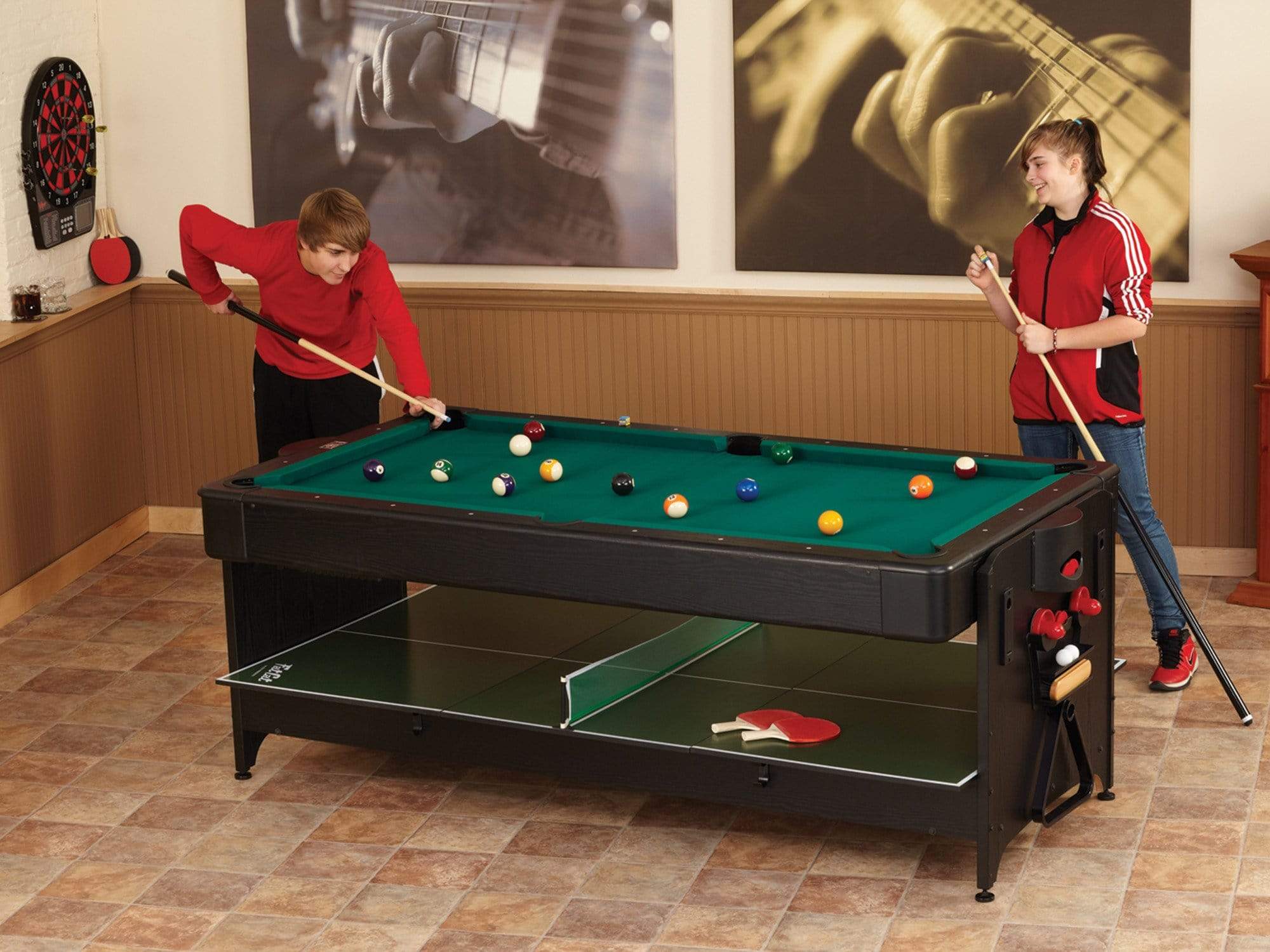 Pockey 3 in 1 Pool, Air Hockey & Ping Pong Table with Blue Cloth by FatCat  FREE SHIPPING