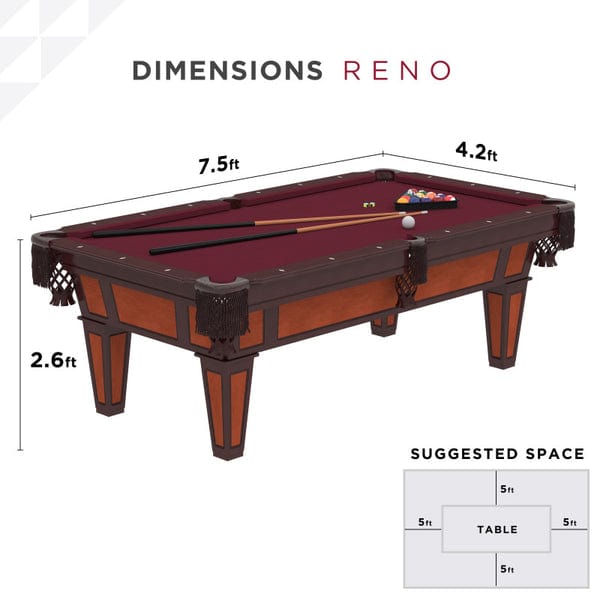 Fat Cat Pool Table Burgundy Fat Cat Reno 7.5' Billiard Table with Play Package