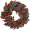 Fraser Hill Farm -  24-in. Christmas Pinecone Wreath with Red Berries
