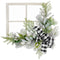 Fraser Hill Farm -  24-in. Square Window Frame Door Hanging with Greenery and Plaid Bow