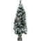 Fraser Hill Farm -  4-Ft. Christmas Snow Flocked Porch Tree with Oversized Pinecones in Ornamental Pot