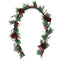 Fraser Hill Farm -  9-Ft. Frosted Christmas Garland with Red Berries, Plaid Bows, and Rustic Sleigh Bells